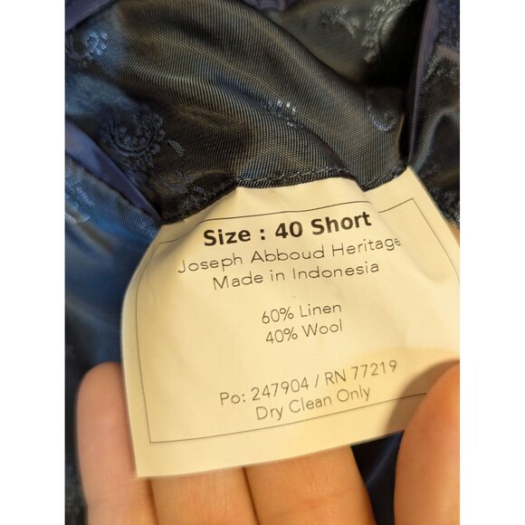 Joseph Abboud Mens Blue Houndstooth Blazer Size 40S Linen & Wool Blend Professio - Picture 5 of 7